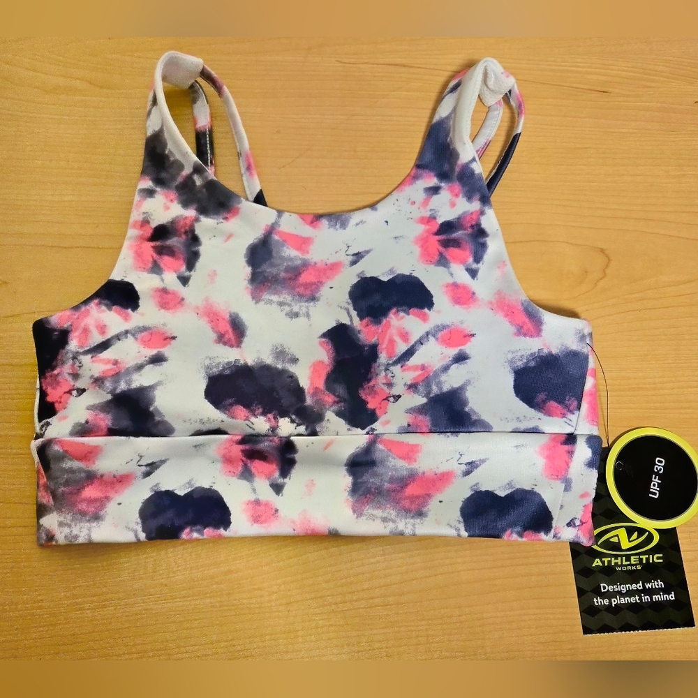 Nwt Athletic Abstract Print Sports Bra Youth Girl Size 7-8 Or Med In Youth